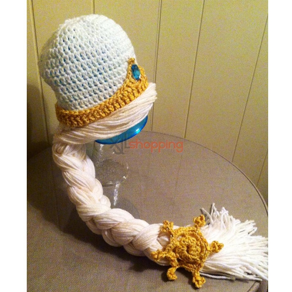 Hand-knitted hat long braids Edsa princess hat