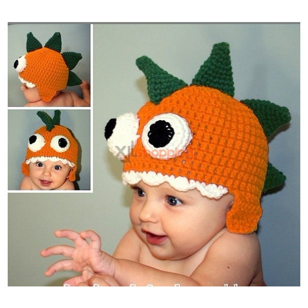 Hand-knitted hat dinosaur style hat