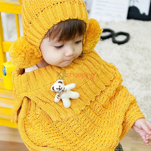 baby wool shawl hat cap warm wind sets