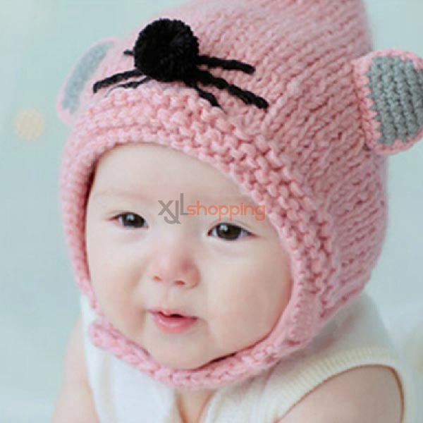 Children little mouse wool cap
