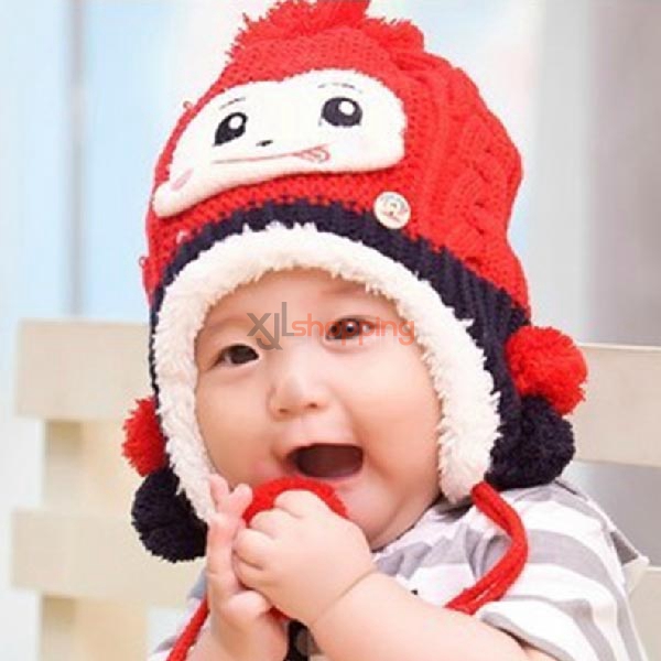 playful baby warm plus velvet monkey ear cap [children-hats-45]
