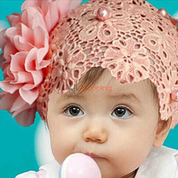 Princess style baby headband + lace large flowers