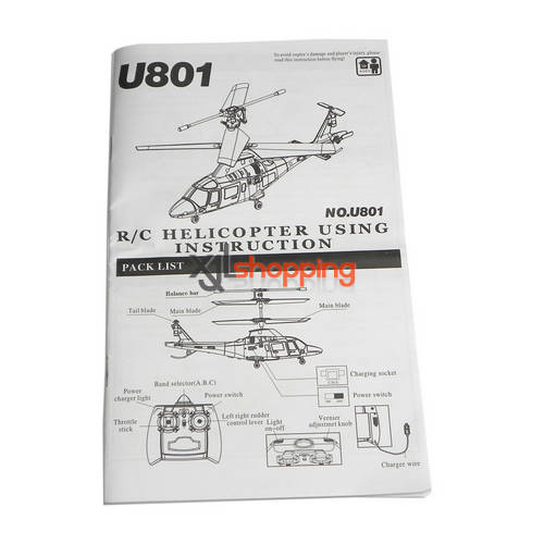 U801 U801A english manual book UDI U801 U801A helicopter spare parts [UDI-U801-U801A-28]