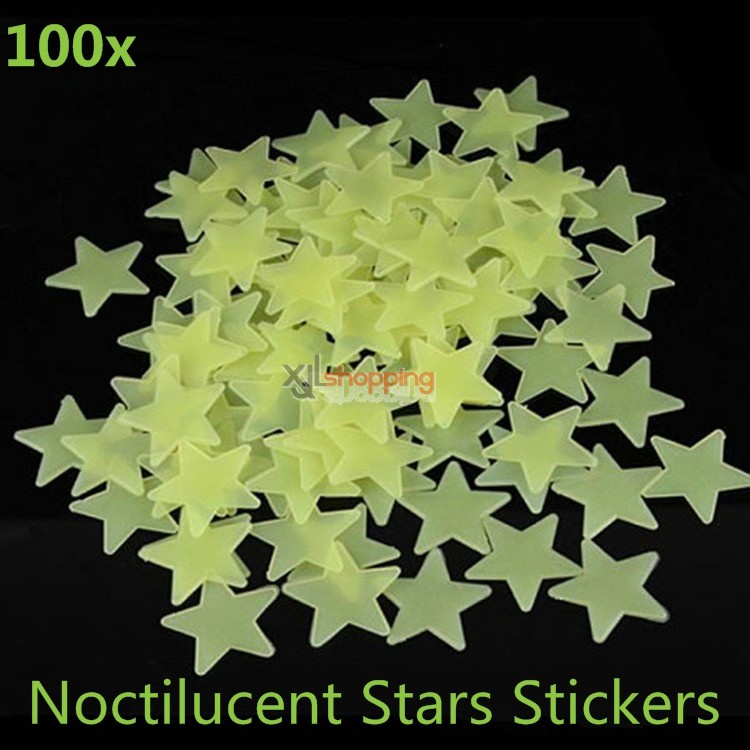 100pcs/pack Luminous Stars Fluorescent Noctilucent Starts Stickers Three-dimensional Wall Stickers Glow In The Dark