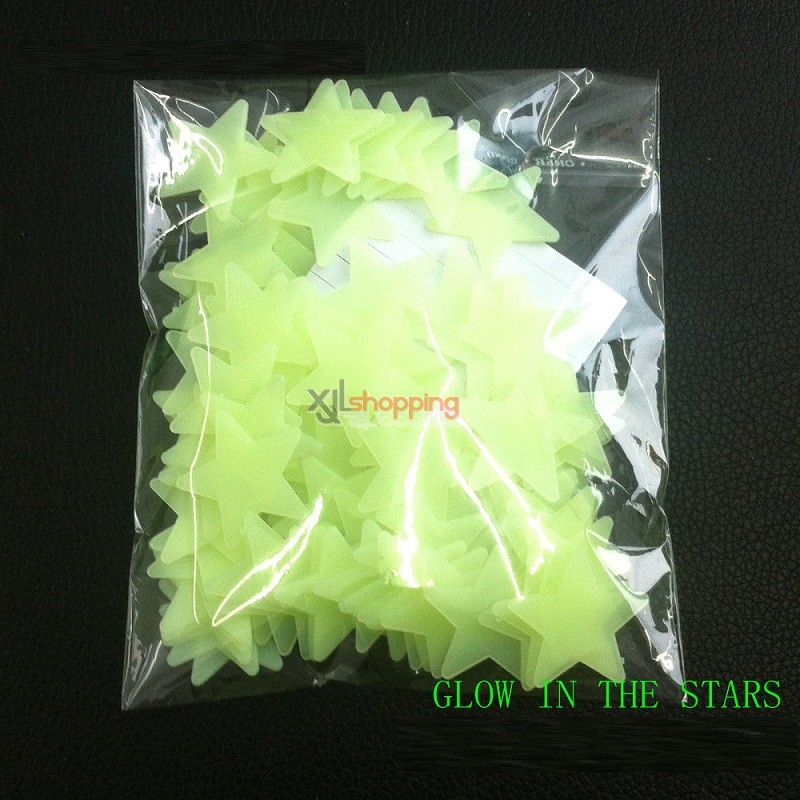100pcs/pack Luminous Stars Fluorescent Noctilucent Starts Stickers Three-dimensional Wall Stickers Glow In The Dark