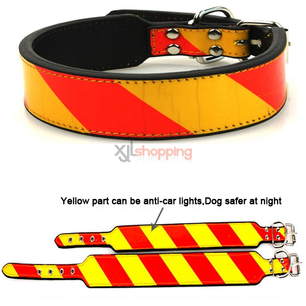 Reflective pet collar, big dog collar glowing, gold Samoyed husky large dog pet collar[M 55cm]