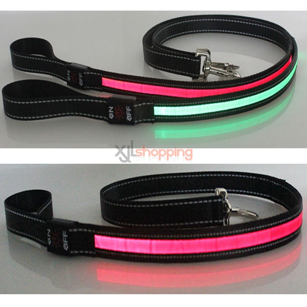 LED light pet traction belt, anti-luminous Small Medium Large Breed dog traction rope drawstring collars[120 * 2.5cm]