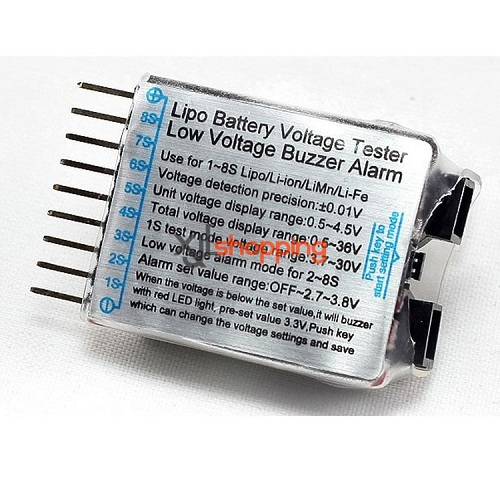 1-8s Lipo battery voltage tester and low voltage buzzer alarm