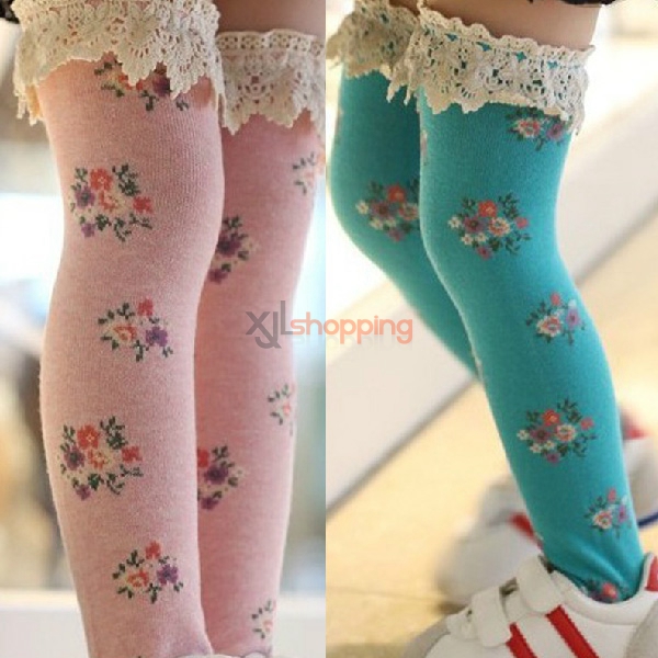 Children's pure cotton lace socks high Brief</br>