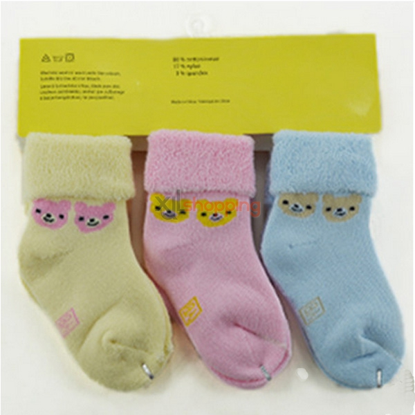 three pairs of baby socks skid fitted cotton terry（1set：3pcs）